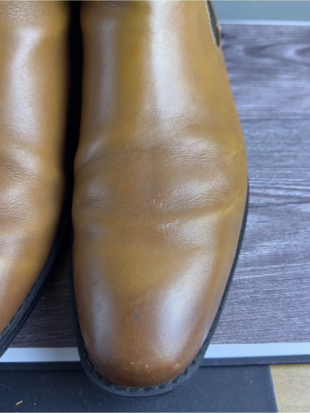 Alfani Platinum Caleb Chelsea Boots Tan Leather Side Zip Men’s Size 10 w/ Box